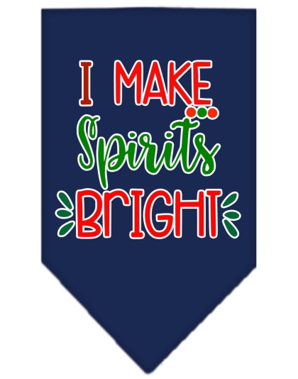 I Make Spirits Bright Screen Print Bandana Navy Blue large