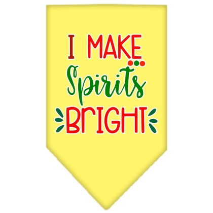 I Make Spirits Bright Screen Print Bandana Yellow Large