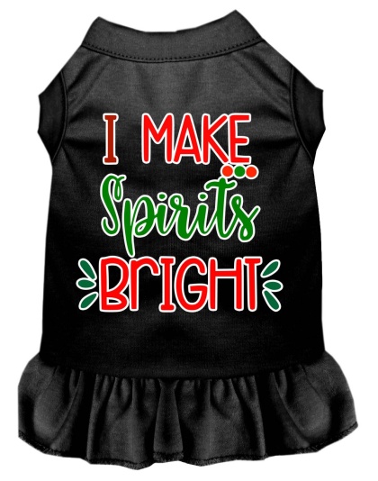 I Make Spirits Bright Screen Print Dog Dress Black 4X