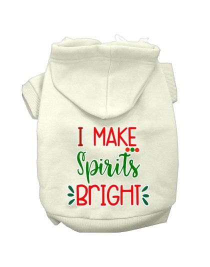 I Make Spirits Bright Screen Print Dog Hoodie Cream L