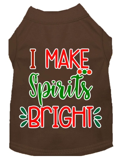 I Make Spirits Bright Screen Print Dog Shirt Brown Lg