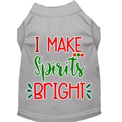 I Make Spirits Bright Screen Print Dog Shirt Grey Lg