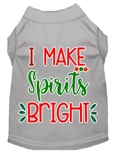 I Make Spirits Bright Screen Print Dog Shirt Grey Lg