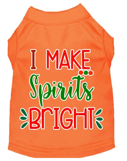 I Make Spirits Bright Screen Print Dog Shirt Orange Lg