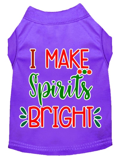 I Make Spirits Bright Screen Print Dog Shirt Purple Lg