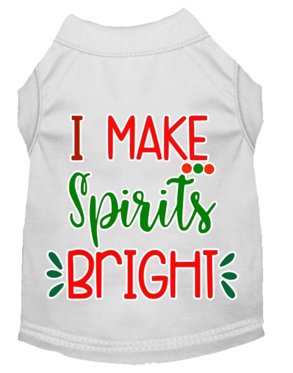 I Make Spirits Bright Screen Print Dog Shirt White Lg