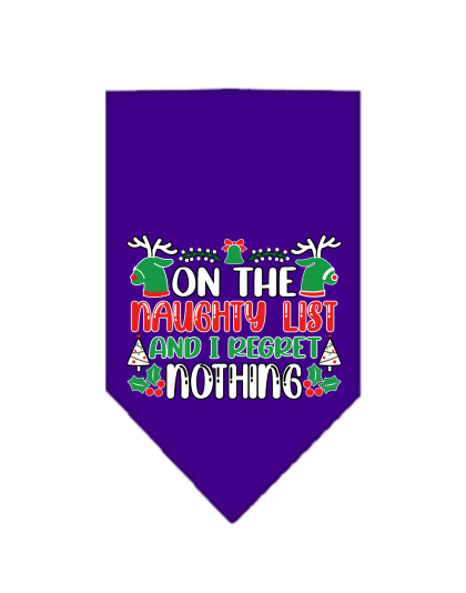 I Regret Nothing Screen Print Bandana Purple Size Small