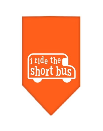 I ride the short bus Screen Print Bandana Orange Large