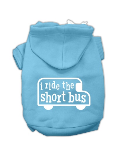 I ride the short bus Screen Print Pet Hoodies Baby Blue Size L