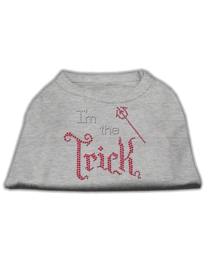 I'm the Trick Rhinestone Dog Shirt Grey Lg