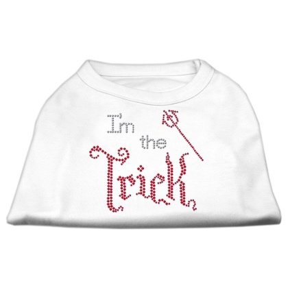 I'm the Trick Rhinestone Dog Shirt White Lg