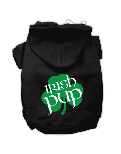 Irish Pup Screen Print Pet Hoodies Black Size Lg