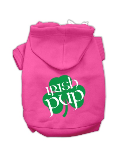 Irish Pup Screen Print Pet Hoodies Bright Pink Size Lg