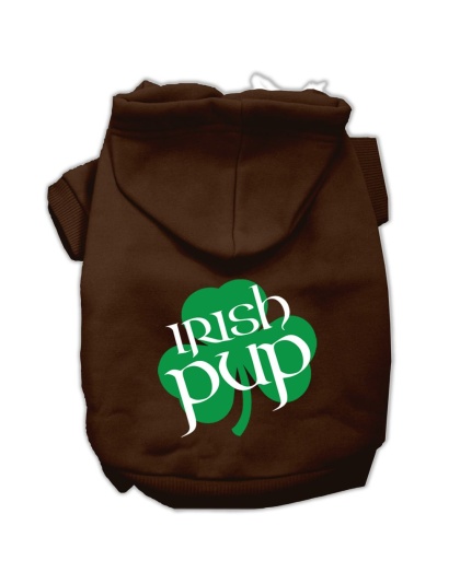 Irish Pup Screen Print Pet Hoodies Brown Size Lg