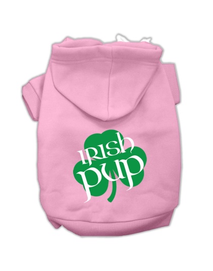 Irish Pup Screen Print Pet Hoodies Light Pink Size Lg