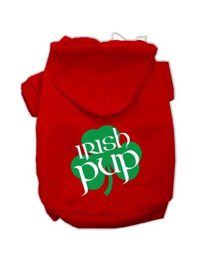 Irish Pup Screen Print Pet Hoodies Red Size Lg