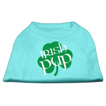 Irish Pup Screen Print Shirt Aqua Lg