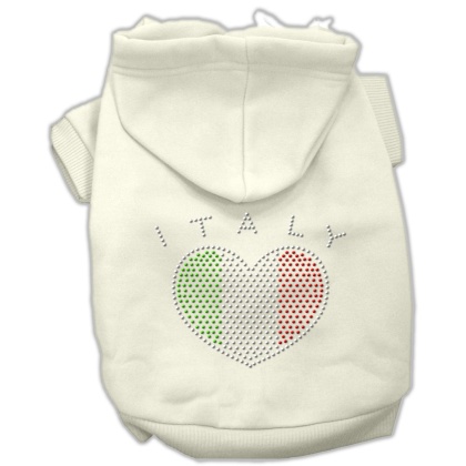 Italian Rhinestone Hoodies Cream L