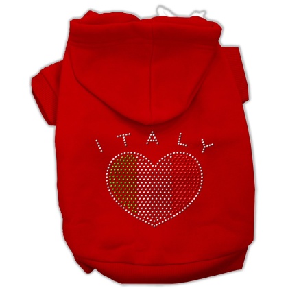 Italian Rhinestone Hoodies Red L