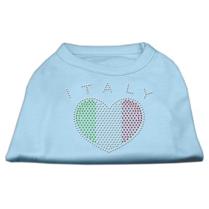 Italy Rhinestone Shirts Baby Blue L