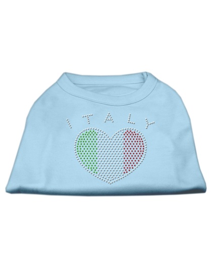 Italy Rhinestone Shirts Baby Blue L