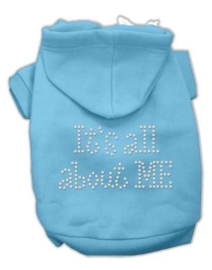 It's All About Me Rhinestone Hoodies Baby Blue L