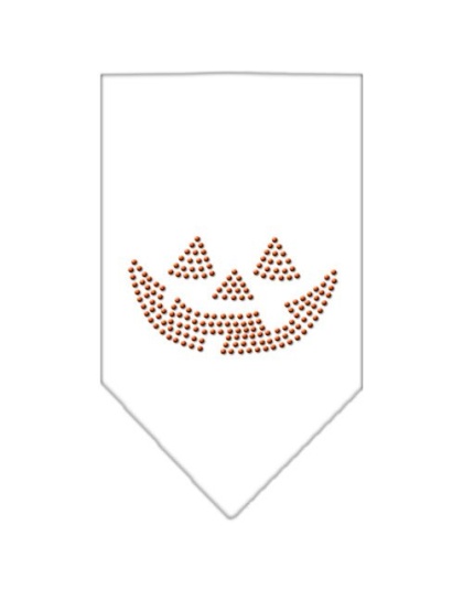 Jack O Lantern Rhinestone Bandana White Large