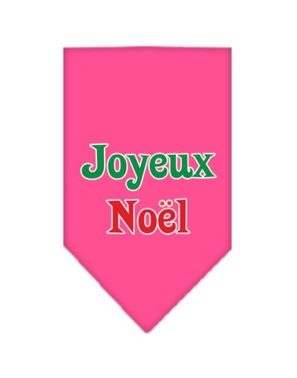 Joyeux Noel Screen Print Bandana Bright Pink Large