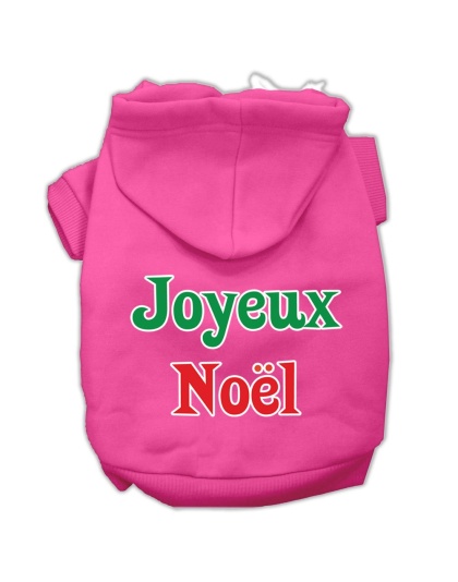 Joyeux Noel Screen Print Pet Hoodies Bright Pink L