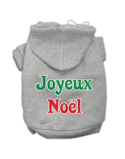 Joyeux Noel Screen Print Pet Hoodies Grey L