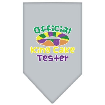 King Cake Taster Screen Print Mardi Gras Bandana Grey Large