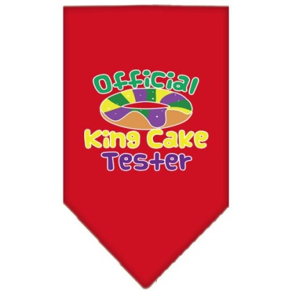 King Cake Taster Screen Print Mardi Gras Bandana Red Large