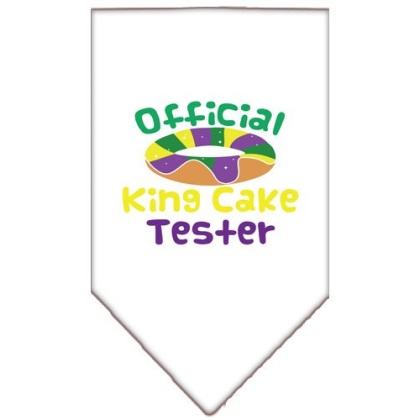 King Cake Taster Screen Print Mardi Gras Bandana White Large