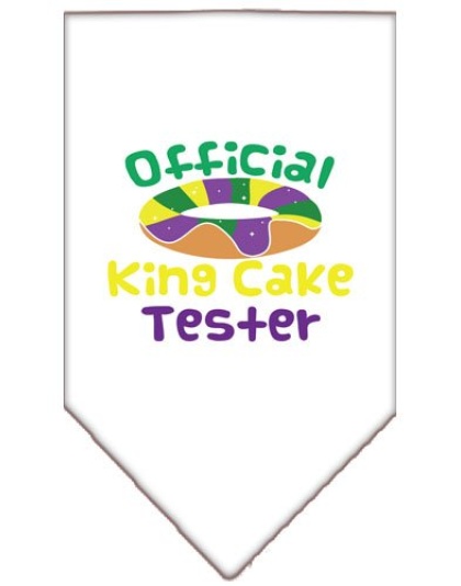 King Cake Taster Screen Print Mardi Gras Bandana White Large