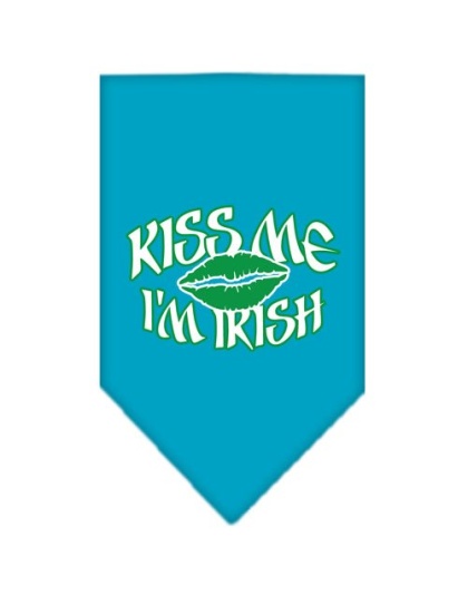 Kiss me I'm Irish Screen Print Bandana Turquoise Large