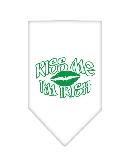 Kiss me I'm Irish Screen Print Bandana White Large