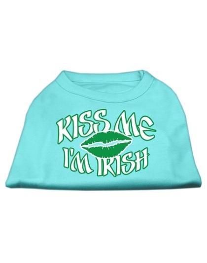 Kiss Me I'm Irish Screen Print Shirt Aqua Lg