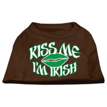 Kiss Me I'm Irish Screen Print Shirt Brown Lg