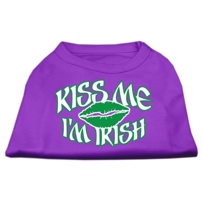 Kiss Me I'm Irish Screen Print Shirt Purple Lg