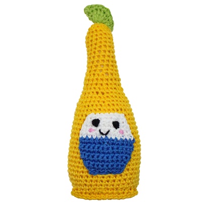Knit Knacks Beer Bottle  with Lime Organic Cotton Small Dog Toy