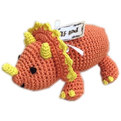 Knit Knacks Bop the Triceratops Organic Cotton Small Dog Toy