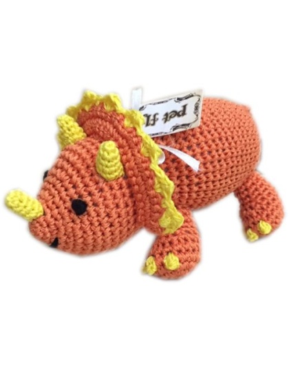 Knit Knacks Bop the Triceratops Organic Cotton Small Dog Toy