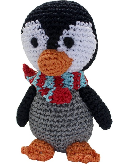 Knit Knacks Chilly Willy the Penguin Organic Cotton Small Dog Toy