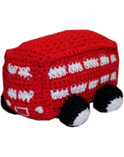 Knit Knacks Double Decker Bus Organic Cotton Small Dog Toy