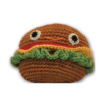 Knit Knacks Hamburger Organic Cotton Small Dog Toy