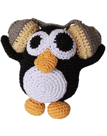 Knit Knacks Hipster Penguin Organic Cotton Small Dog Toy