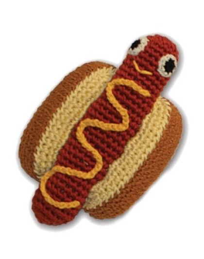 Knit Knacks Hot Dog Organic Cotton Small Dog Toy