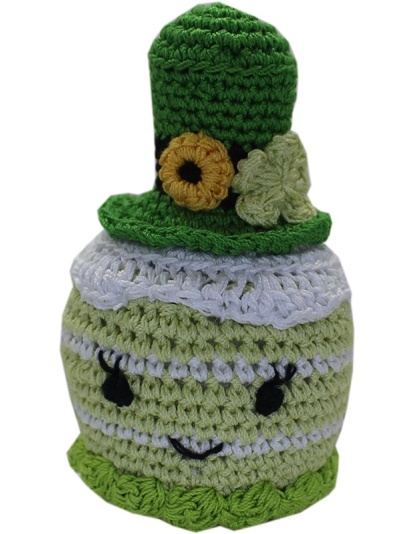 Knit Knacks Lucky Lady Leprechaun Cupcake Organic Cotton Small Dog Toy