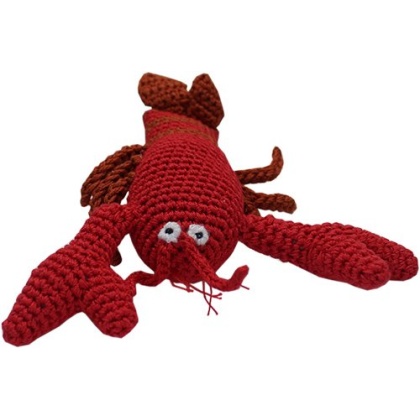 Knit Knacks Lurch the Lobster Organic Cotton Small Dog Toy