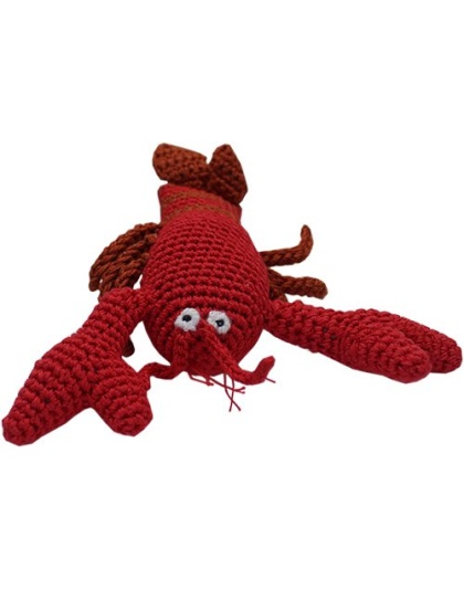 Knit Knacks Lurch the Lobster Organic Cotton Small Dog Toy